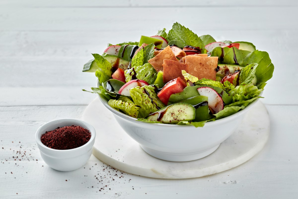 Greek-style salad with cucumber, olives, and feta cheese